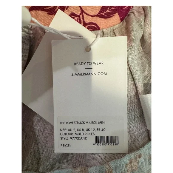 Zimmerman The Lovestruck V-Neck Mini Dress
Never worn WITH Tags - Picture 5 of 8